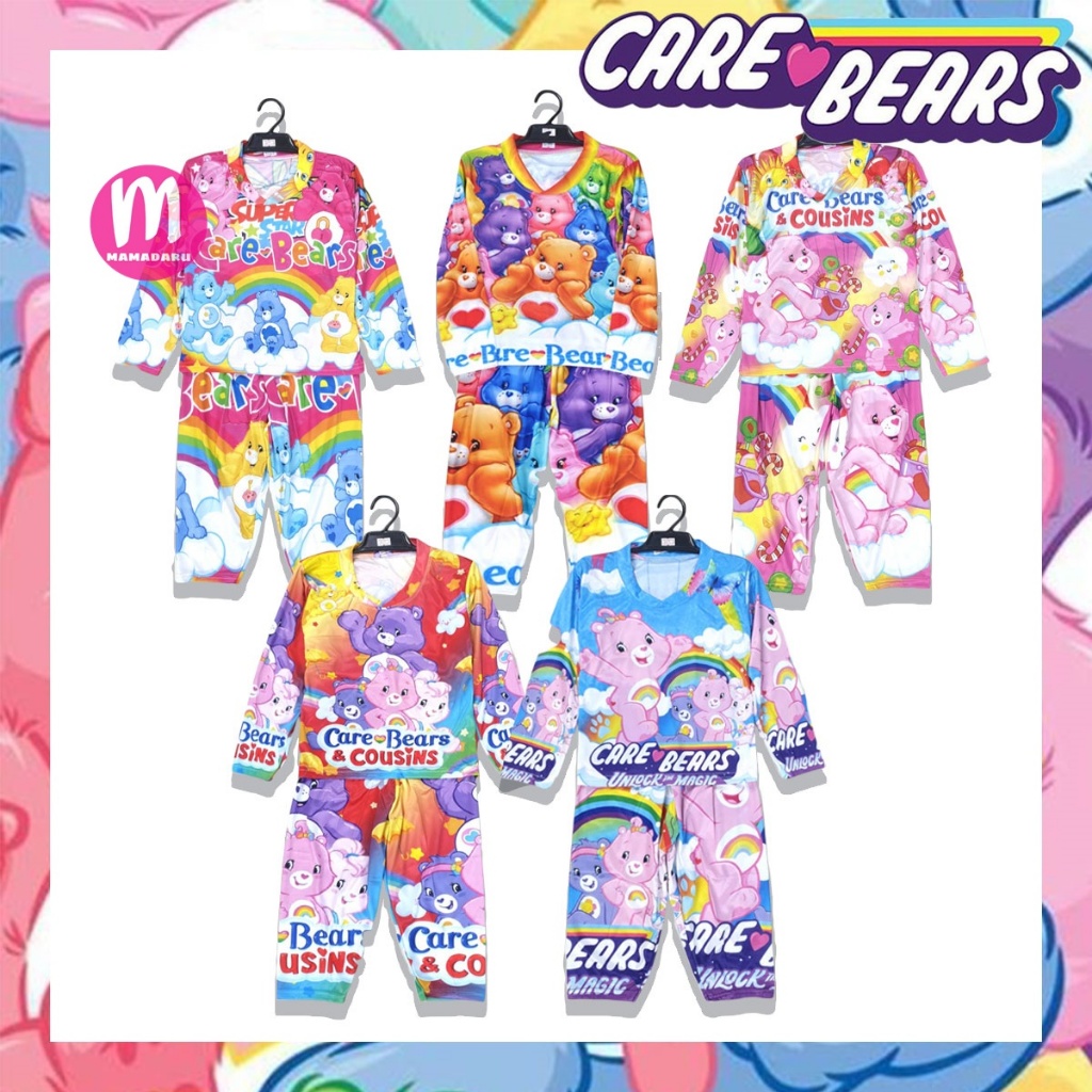 ชุดเด็ก ชุดเด็กผ้ามัน Care Bear แคร์แบร์ แขนยาว+ขายาว มี S M ชุดเด็กแขนยาว (KD126)
