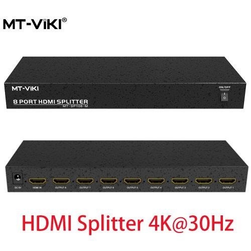 MT-VIKI 4K 1x8 HDMI Splitter 1 in 8 Out, 8 Port Powered HDMI Splitter Multi Monitor Outputs 3D 4Kx2K