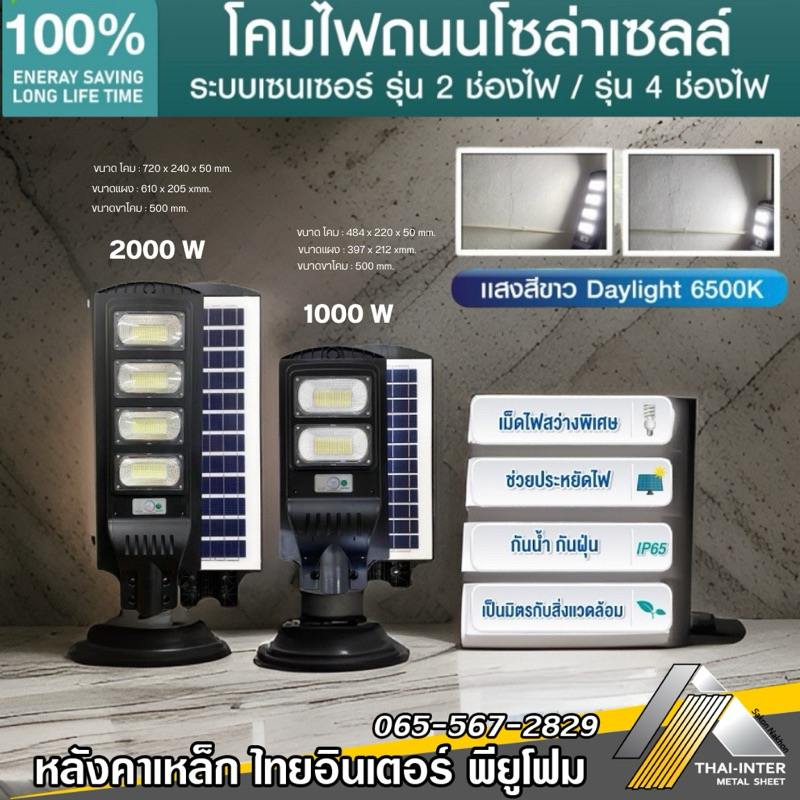 💡ไฟตุ้มโซล่าเซลล์ 350W (HT-535) / ไฟติดผนัง ไฟสนาม ไฟถนนโซล่าเซลล์ 600W (HT-5600)