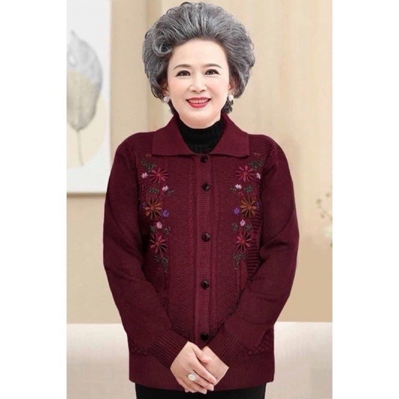 michell shop เสื้อกันหนาวไหมพรมอาม่าปัก เสื้อคุณย่าเสื้อคุณคุณยาย