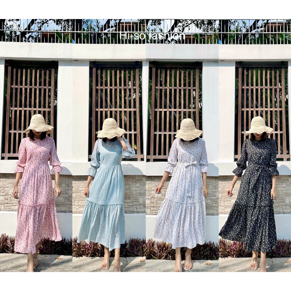H714-5 เดรสยาว ผ้าโซย่า Hi-so fashion