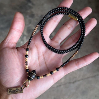 สร้อยกะลา 5 มงคล (ขนาดเม็ด 3 มิล เสริมเส้นทอง)