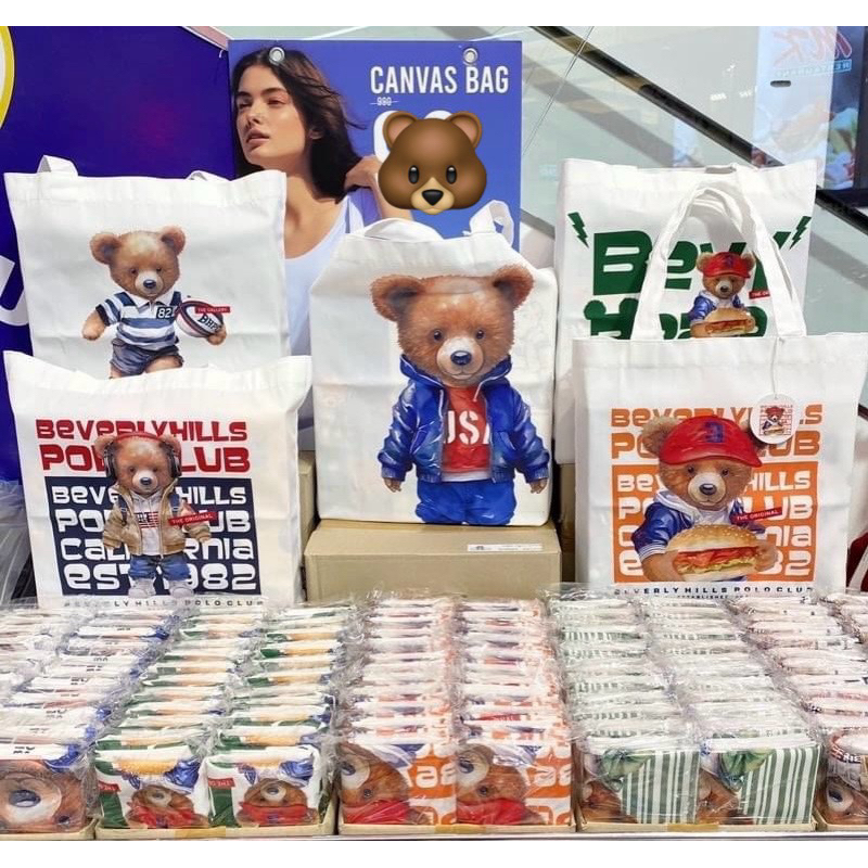 พร้อมส่ง!!Beverly Hills Polo Club กระเป๋าผ้า Classic Bear #BHPC #ของแท้100% #ถุงผ้า