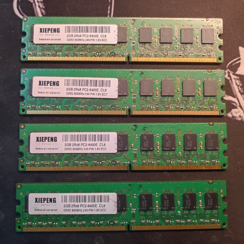 Server RAM 2GB 2Rx8 PC2-6400E DDR2 800MHz 1.8V ECC Unbuffered