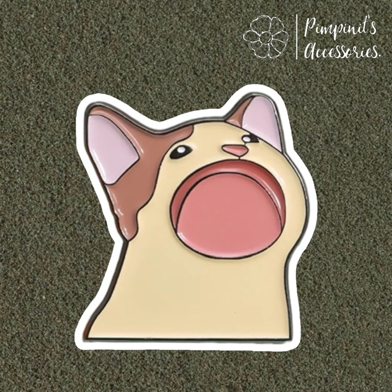 ʕ •ᴥ•ʔ ✿ พร้อมส่ง : เข็มกลัดลายแมวโอ๊ตมีล ป๊อบแคท | OATMEAL - POPCAT Enamel Brooch Pin.
