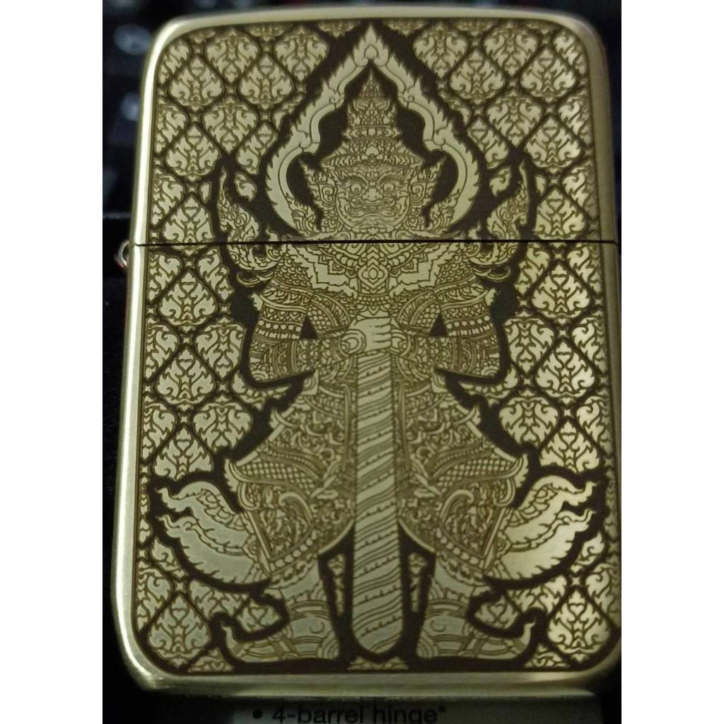 Zippo Replica Brass 1941 ของแท้ สีทองด้าน ลายท้าวเวสสุวรรณโณ 5 ด้าน