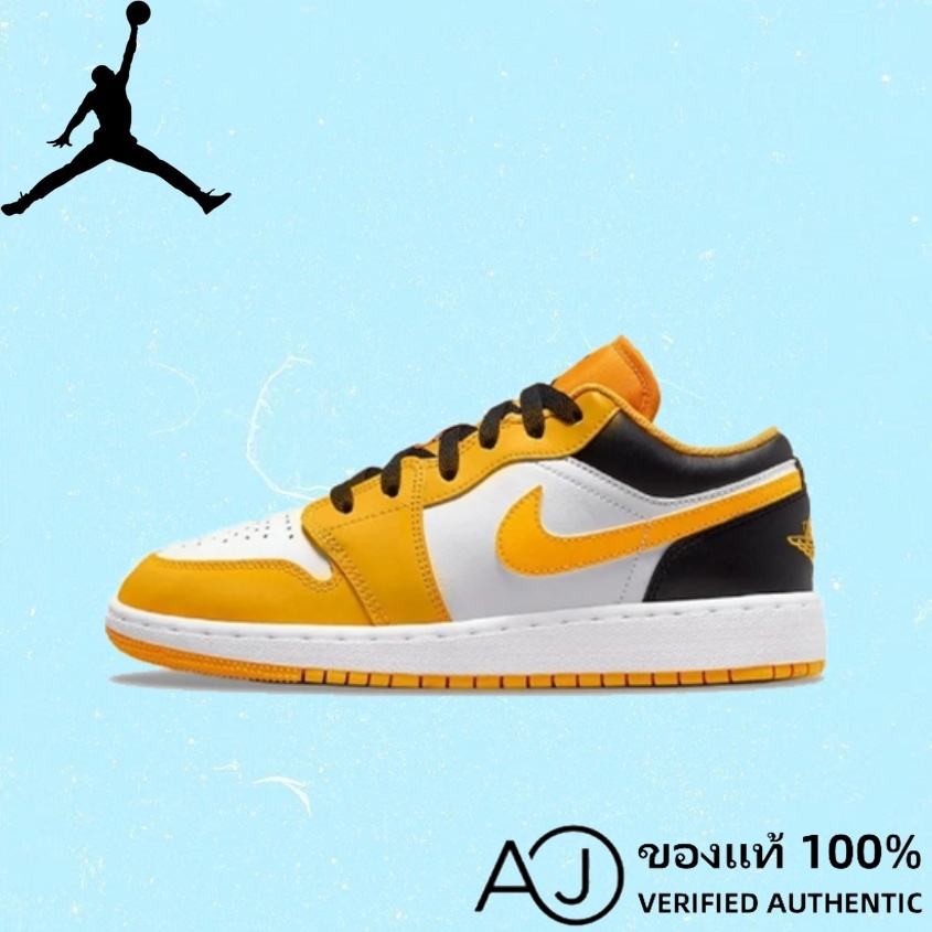 [ของแท้ 100%] Nike Air Jordan 1 Low "Taxi Basketball shoesGS yellow and white