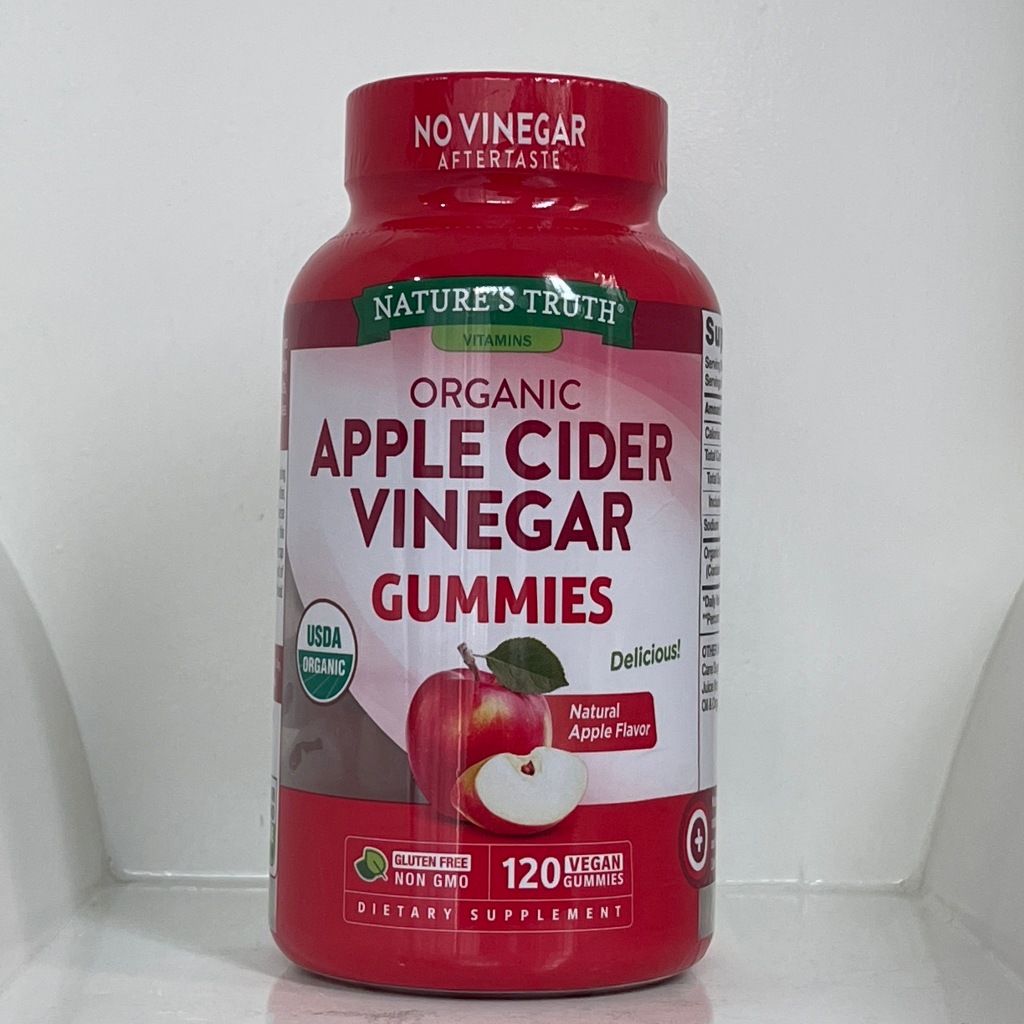 Nature's Truth Organic Apple Cider Vinegar 120Gummies จากธรรมชาติ ช่วยย่อยลดความยากอาหาร แน่นท้องท้องอืด ชะลอความแก่