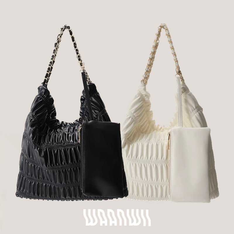 ลด45.- DECWAA Pleatty Bags กระเป๋าหนัง PU ทรงจีบ น่ารักมากค่า ใบใหญ่ ลูกคุณมากก