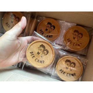 ที่รองแก้วไม้ไผ่ ขนาด 9.5cm.พร้อมเลเซอร์ (แพคซองใสฟรี!!)