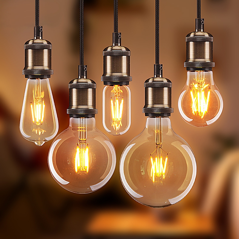 หลอดไฟวินเทจ ทรงเอดิสัน LED E27 มีให้เลือก 4W/6W/8W แสงวอร์มไวท์ หลอดแก้วสีชา หลอดไฟสไตล์คลาสสิค