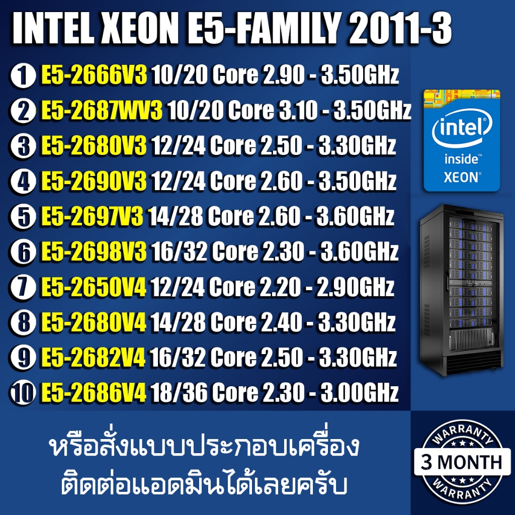 Intel Xeon X99 E5-2666V3 E5-2680V3 E5-2687WV3 E5-2690V3 E5-2697V3 E5-2698V3 E5-2650V4 E5-2682V4 E5-2