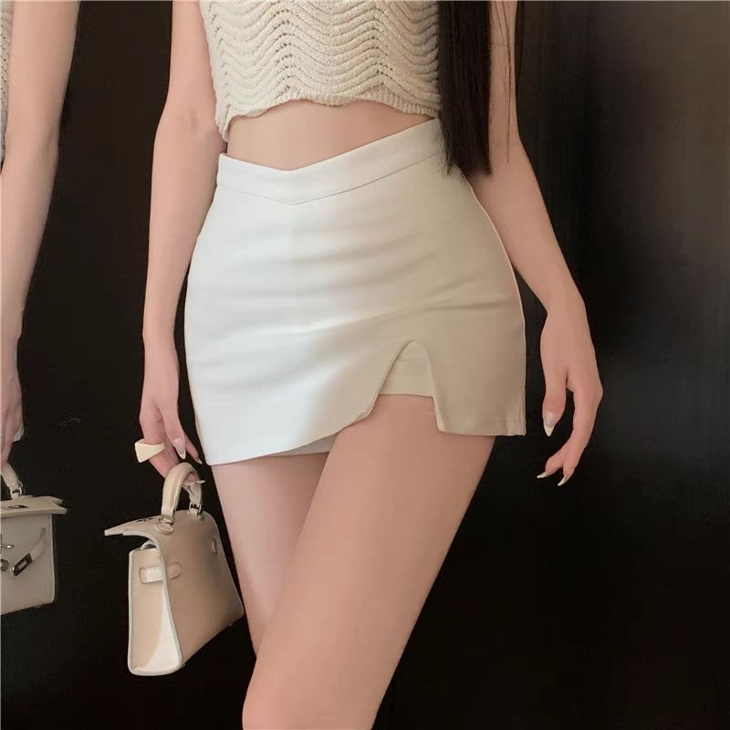 Vogue🌟พร้อมส่ง🌟 กระโปรงขาสั้น เอาวี แหวกซ้าย ซิปรูดด้านขวา (7315) รูปที่ 5