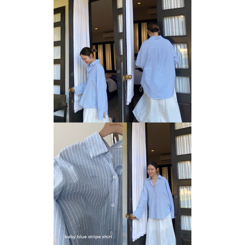 FADTHINGS : baby blue stripe shirt 🦋🪡
