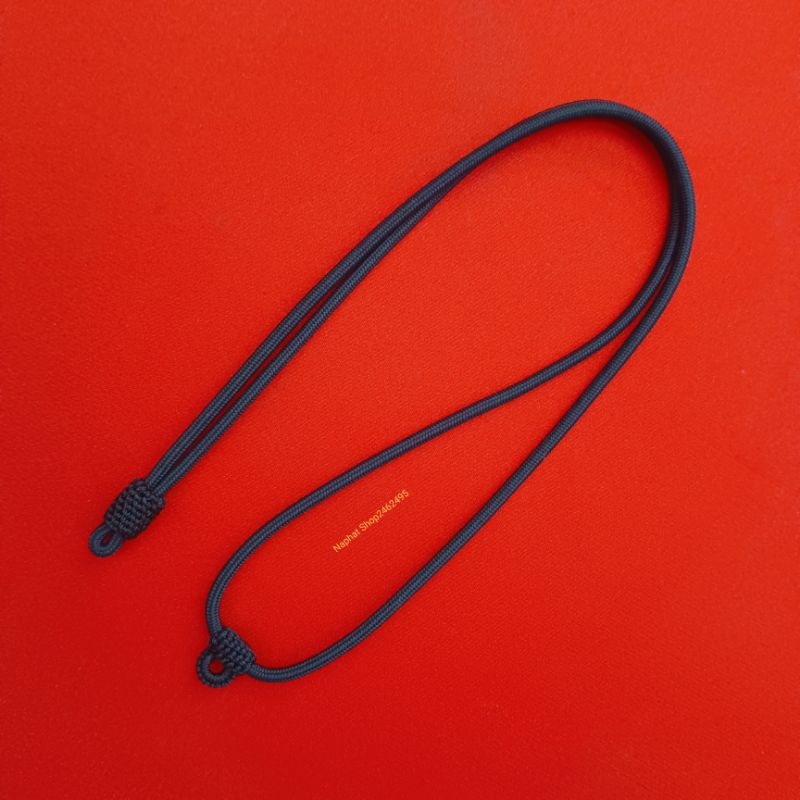 สร้อยคอ เชือกร่ม((สีดำ เส้นขนาด3มิล)) งานถักปลายแนวตั้ง ((((พิเศษมีห่วงหลัง1ห่วง)))) งานแฮนเมดลายถักปราณีต