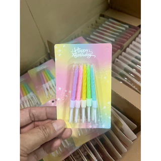 (ขายยกกล่อง 50 แพ็ค)เทียนเกลียวสั้นพาสเทล เทียนวันเกิดราคาถูก