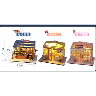 บ้านจิ๋ว DIY รุ่น ร้าน ซูชิ ขนมหวาน ไอศครีม ร้านเค้ก ร้านดอกไม้ จีนโบราณ บ้านตุ๊กตา DIY mini