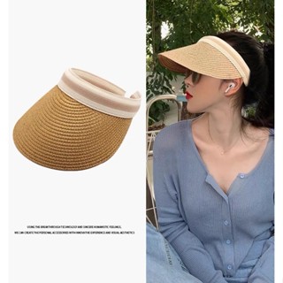 101-103 หมวกสานครึ่งหัว หมวกสานปีกกว้าง หมวกแฟชั่นหญิง สไตล์…