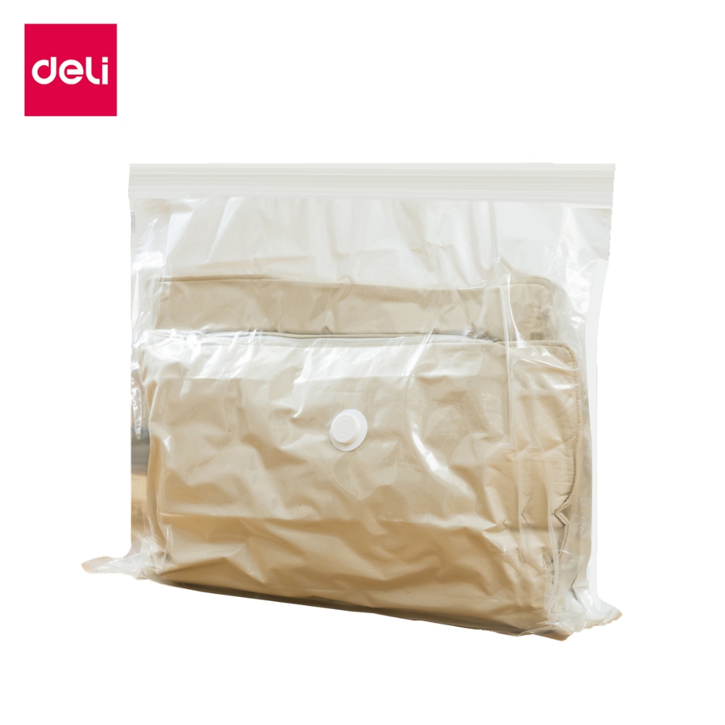 Deli ถุงสูญญากาศ ถุงสูญญากาศเก็บผ้านวม มีซิปล็อคและวาล์วอากาศให้ในตัว ใช้ง่าย ขนาดใหญ่ประหยัดพื้นที่ Storage Vacuum Bag