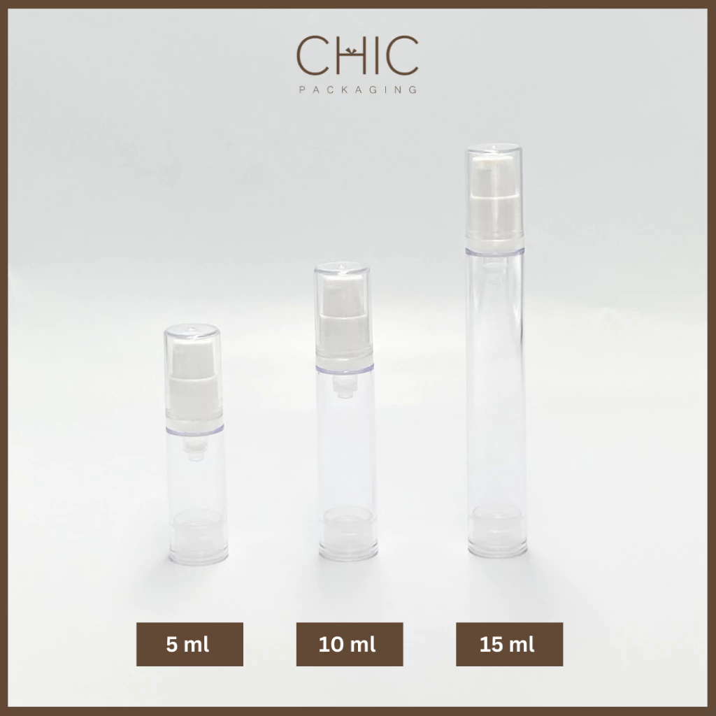 พร้อมส่ง ขวดปั๊มสูญญากาศ 5/10/15กรัม แบบพลาติก ขวดโลชั่น ใส่ครีม เซรั่ม ใส่เครื่องสำอาง พกพาสะดวก thumbnail 3