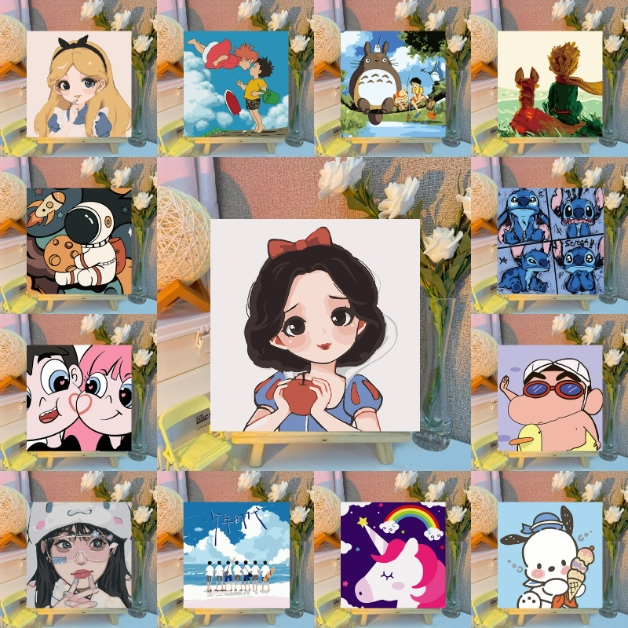 (พร้อมกรอบ) 20X20ซม ระบายสีตามตัวเลข DIY ภาพวาดตกแต่งอะคริลิก ของเล่นวาดภาพ ของขวัญเด็ก กระตุ้นจินตนาการ