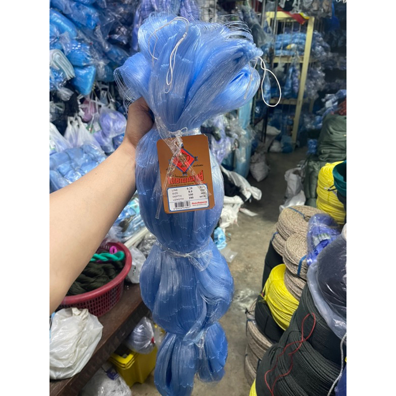 มองตาข่ายดักปลา (เนื้อเปล่า) เอ็น 0.20 (ลึก20/30/50/100ตา) ป้าย180เมตร (4เซน-16เซน)