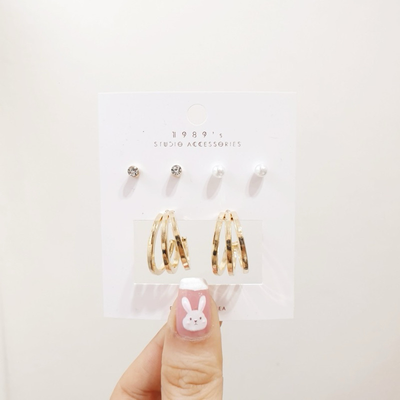 NT 🌈 ( ต่างหู เซท3คู่)ต่างหูวงกลม เรขาคณิต ขนาดเล็ก เข้ากับทุกการแต่งกาย แฟชั่นเรียบง่าย สไตล์เกาหลี - รูปที่ 2