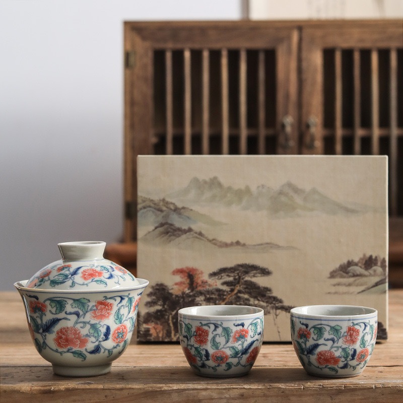 ก้ายหว่านย้อนยุคแบบจีโบราณ110ml 中式复古盖碗110ml Chinese Retro Teapot (KaiWan)110ml