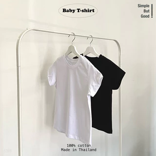 Baby tee รุ่นbasic เสื้อยืดเปล่า ทรงเบบี้ทีคอกลม โทนสีขาวดำ ผ้าcotton100% ทรงพอดีตัว
