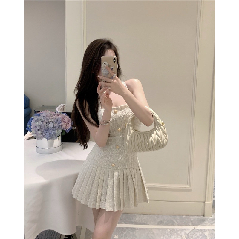 ☃️💓𝑵𝒆𝒘 𝑨𝒓𝒓𝒊𝒗𝒂𝒍 เดรสสั้น ผ้าทวิตคล้องคอ ♡♡ Call me baby dress #Mch677