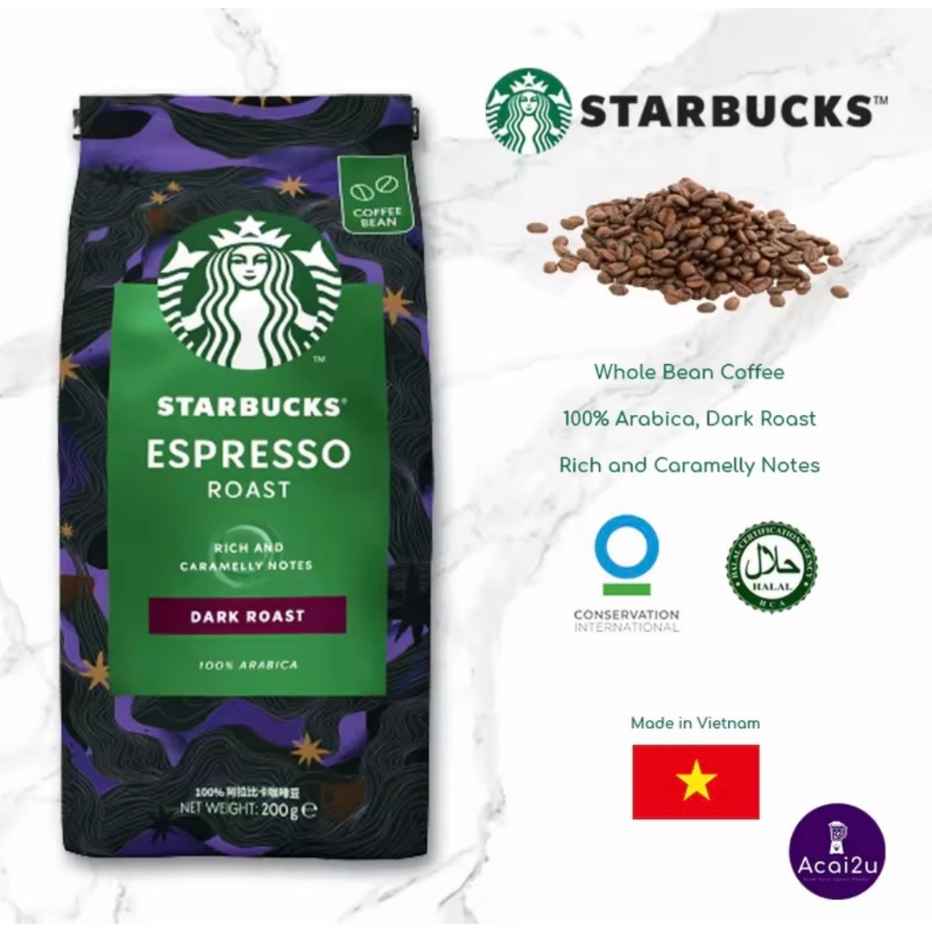 STARBUCKS Espresso Roast Dark Roast Whole Bean Coffee เมล็ดคั่วเข้ม