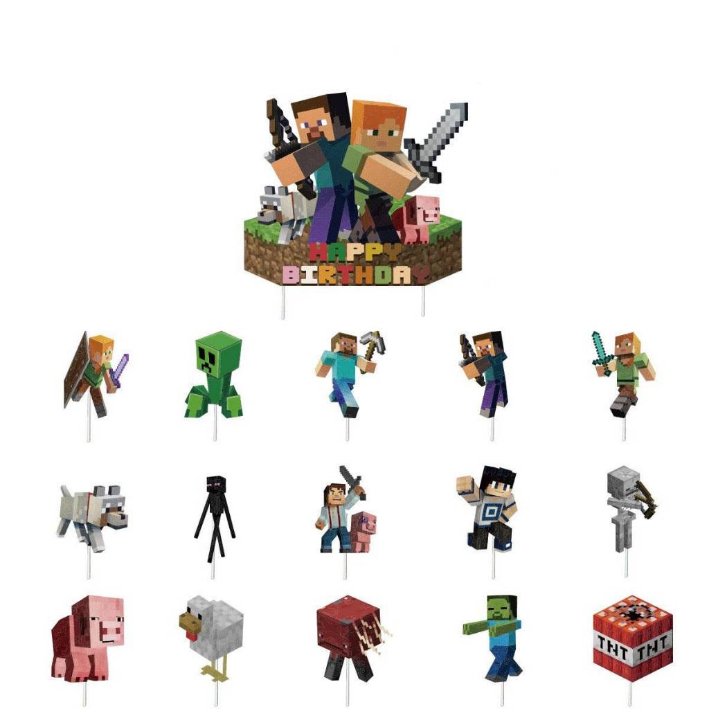 ป้ายปักเค้ก Minecraft 💞สินค้าพร้อมส่งนะคะ💞