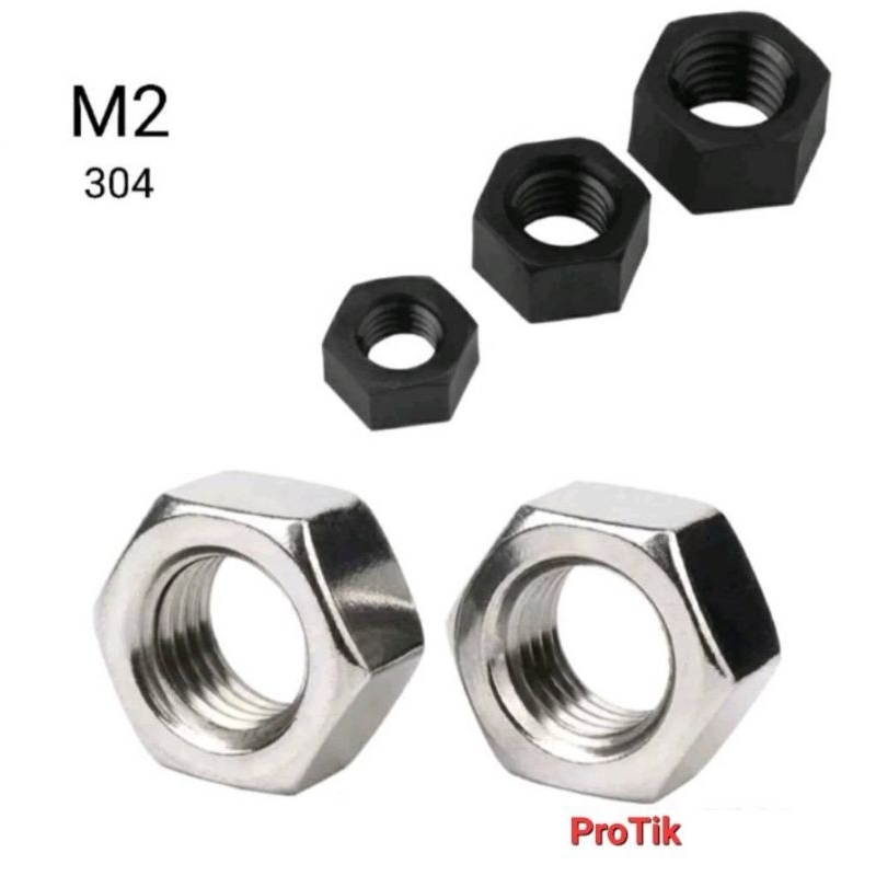 น็อต ตัวเมีย ขนาด M2 สแตนเลส (ดำ) 304