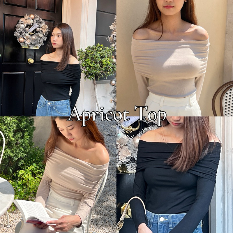 Pasley - Apricot Top 🥯👜 เสื้อปาดไหล่แขนยาว