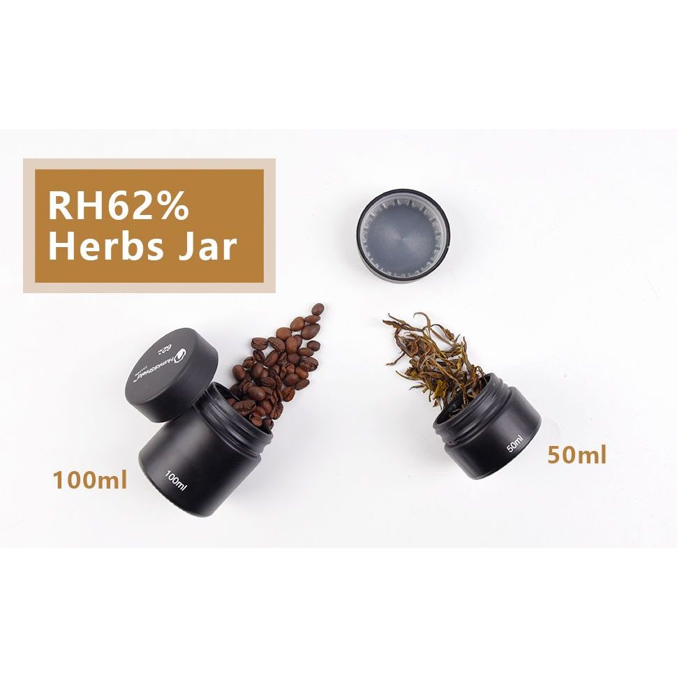 HumidiShield Black Jar with 2-Way Humidity Control Disc Herb Buds Coffee Tea โถสีดำพร้อมแผ่นควบคุมความชื้น 2 ทิศทาง