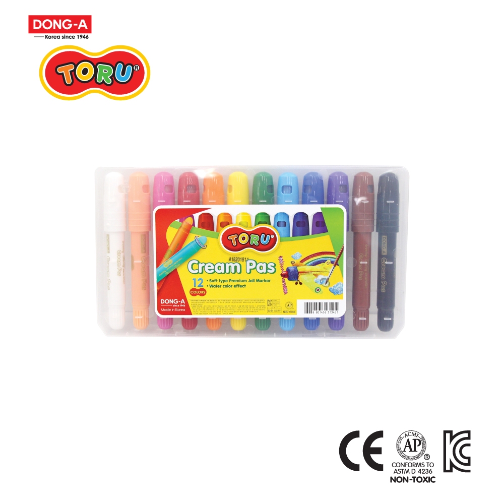 TORU(โทรุ) ปากกาครีมพาส ระบายน้ำ สีสำหรับเด็ก ปลอดสารพิษ ไม่เป็นอันตรายกับเด็ก รหัส TR-CREAMPAS — صورة 3