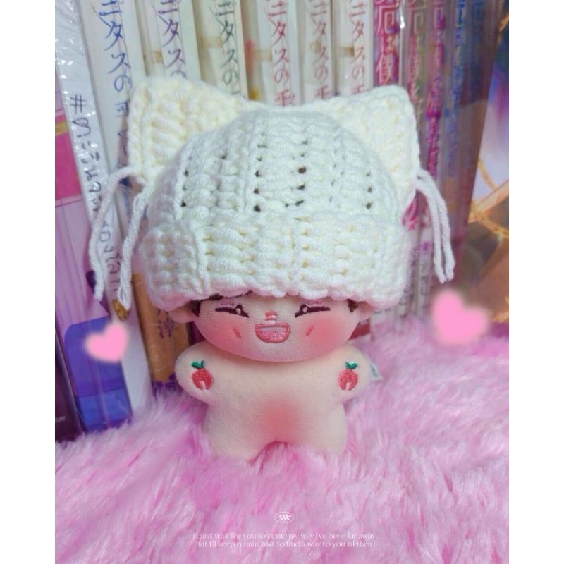 หมวกบีนนี่หูแมว v.2 สำหรับตุ๊กตา 10 cm (เฉพาะหมวกไม่รวมตกต.)