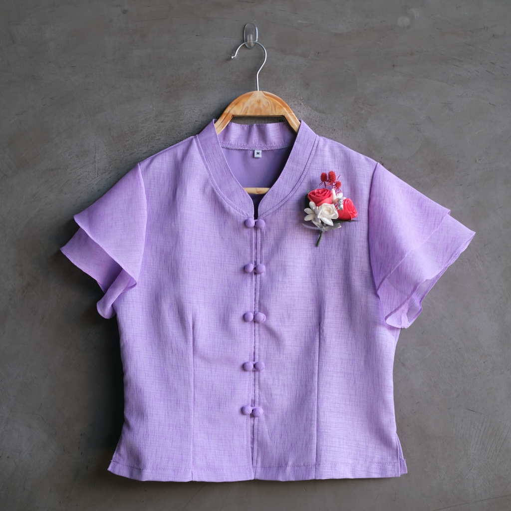 เสื้อผ้าฝ้ายพื้นเมือง รุ่น ใยสัปรดเเขนระบายDD205