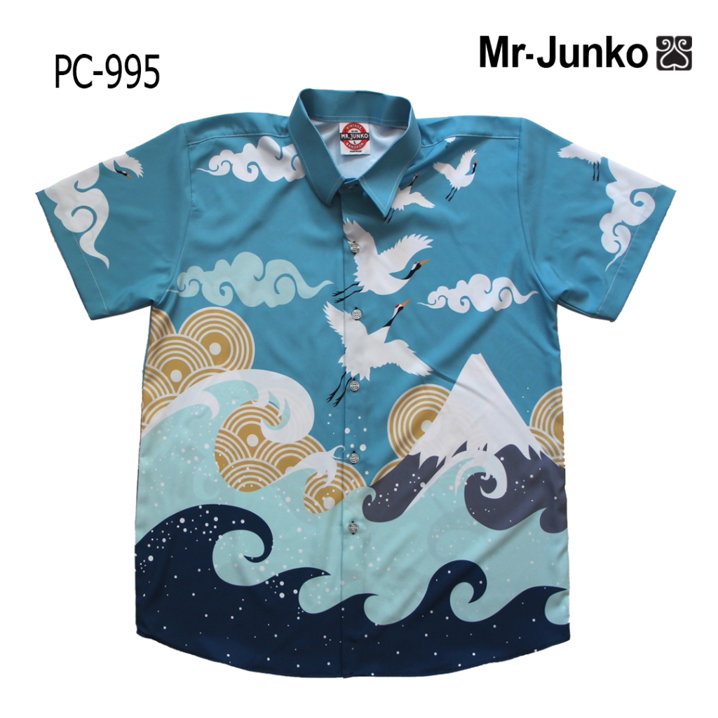⚡ ส่งฟรี⚡เชิ้ตแขนสั้น งานต่อลาย Mr-Junko ผ้านุ่มใส่สบาย ไม่ร้อนPC-995