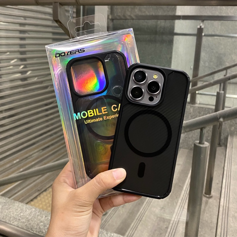 เคสสำหรับไอโฟน Magnetic[ เคฟล่าชาร์จ + ใส ] กันกระแทก ลายเคฟล่า มุมกันกระแทก4มุม