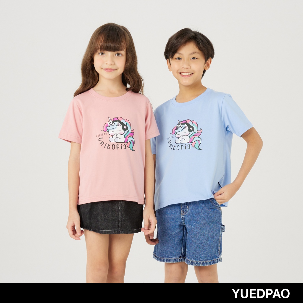 Yuedpao Kids เสื้อยืดเด็ก สีสดใส สไตล์มินิมอล ผ้านุ่ม สัมผัสเบาสบาย Unisex kids screen Unitopia