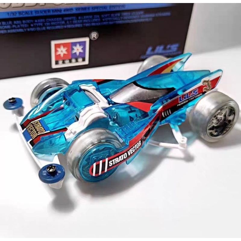 รถทามิย่า ยี้ห้อ  Strato vector Lil s hobby center limited แบบใส มอเตอร์ขับหน้า Mini 4WD Let's & Go 