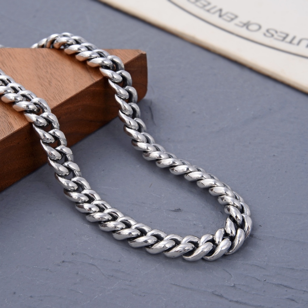 Night Melody S925 สร้อยคอโซ่ซากุระคิวบาเงินแท้สำหรับผู้ชายและผู้หญิง