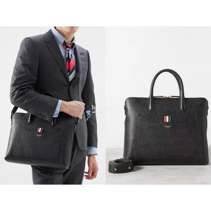 Thom Browne กระเป๋าสะพายสำหรับผู้ชาย - Leather Briefcase