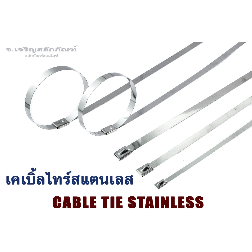 เคเบิ้ลไทร์สแตนเลส 3/16" 5/16" 3/8" ยาว 6"-20" (แพ็คละ 2 เส้น) สายรัดสแตนเลส Stainless Steel Cable T