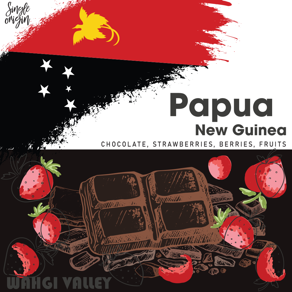 เมล็ดกาแฟ PAPUA NEW GUINEA  WAHGI VALLEY " CHOCO STRAWBERRIES " (คั่วอ่อน) ขนาด 100g