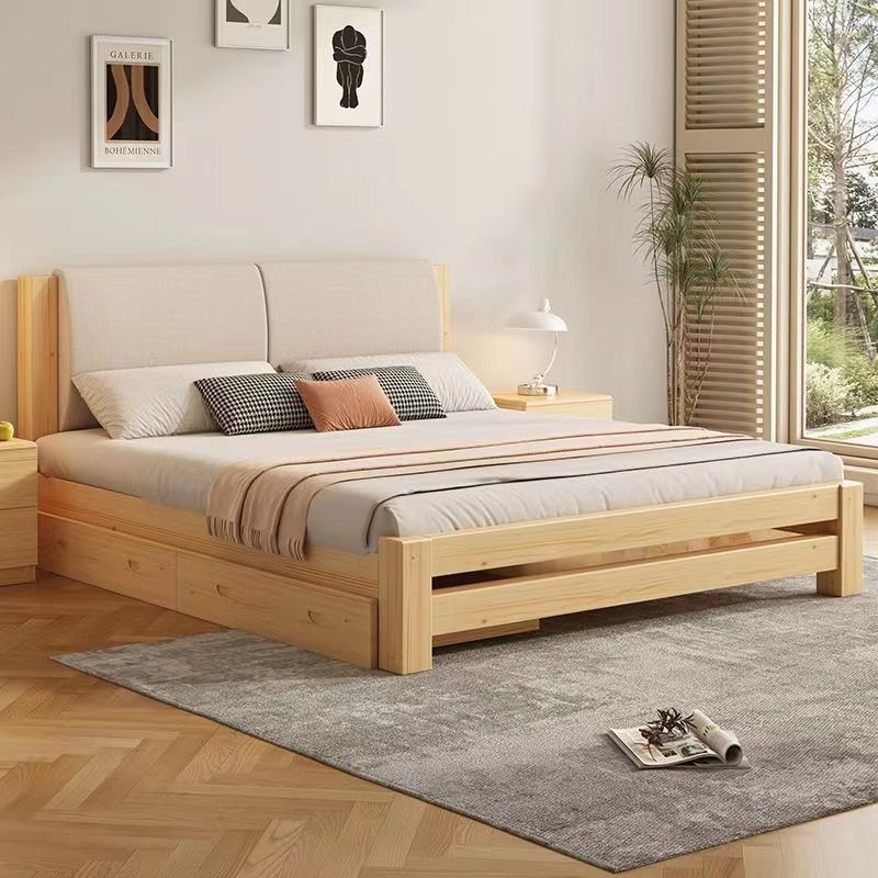 เตียง 6/5/4 ฟุต เตียงไม้เนื้อแข็ง 100% สไตล์โมเดิร์นนอร์ดิก เรียบง่าย อายุการใช้งานอย่างน้อย 15 ปี