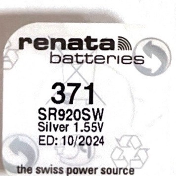 Renata 371,ถ่านกระดุม  SR920SW 1.55V จำนวน 1 ก้อน ของใหม่ ของแท้ Made in Switzerland