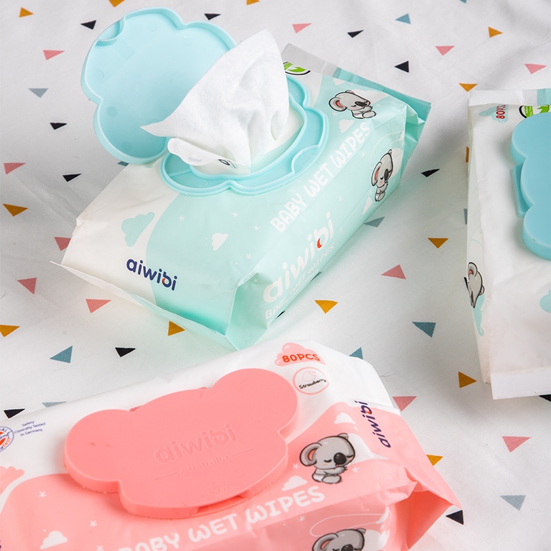 Aiwibi Baby Wipes ทิชชู่เปียก เนื้อสัมผัส นุ่มไม่ระคายเคือง กระดาษทิชชู่เปียก เช็ดปากเด็ก 80 แผ่น
