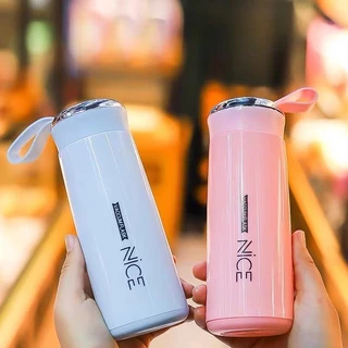 แก้วน้ำ มีฝาปิด กระบอก ขนาด 400ML (ในเป็นแก้ว)ขายคละสี